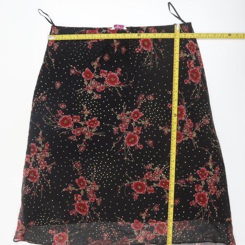Bonmarche Women’s Black Floral A-Line Skirt Size 18 Knee Length