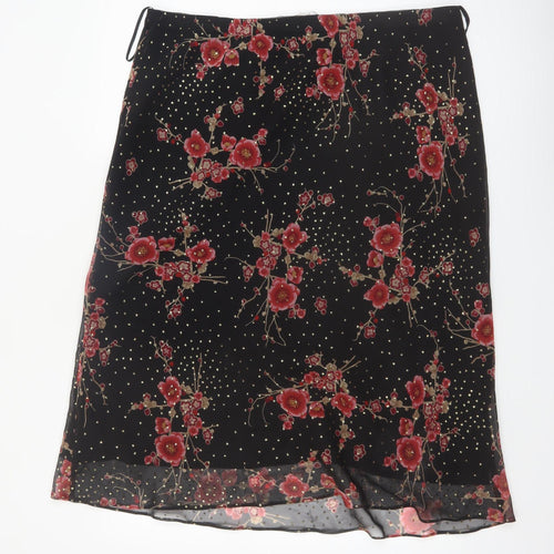 Bonmarche Women’s Black Floral A-Line Skirt Size 18 Knee Length