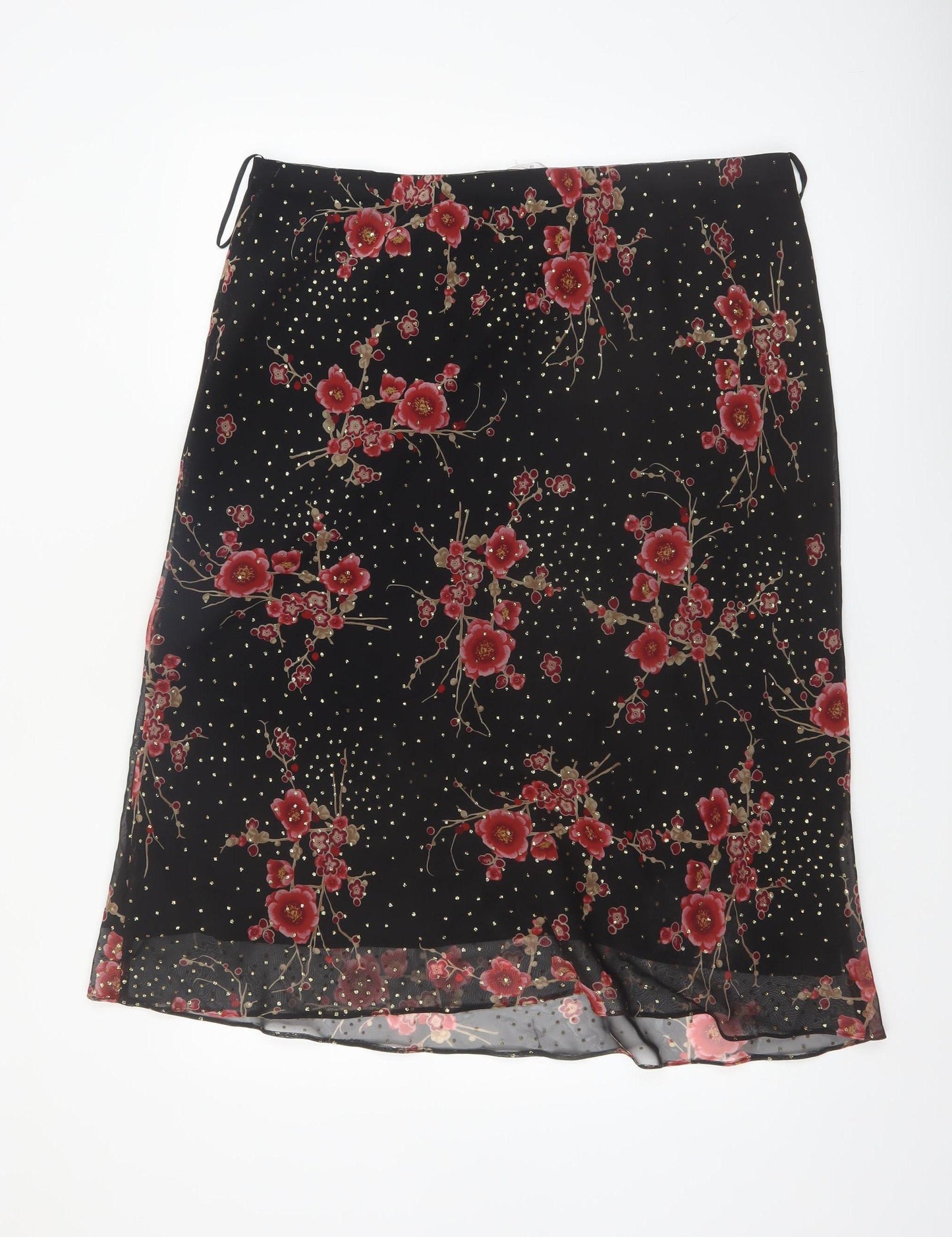 Bonmarche Women’s Black Floral A-Line Skirt Size 18 Knee Length