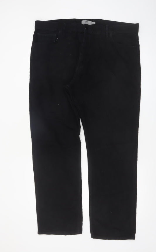 Marks and Spencer Men's Black Regular Fit Chino Trousers 40in Waist 31in Leg