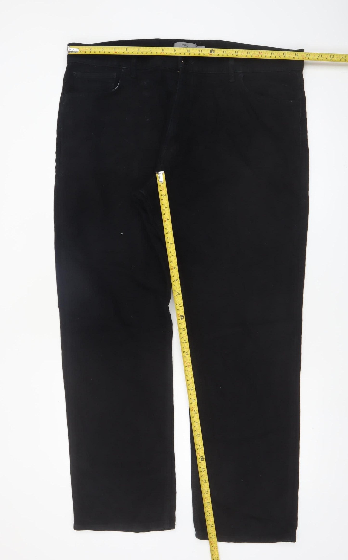 Marks and Spencer Men's Black Regular Fit Chino Trousers 40in Waist 31in Leg