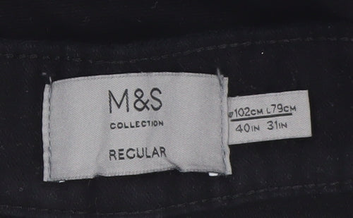 Marks and Spencer Men's Black Regular Fit Chino Trousers 40in Waist 31in Leg