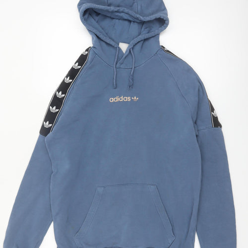 adidas Men's Blue Pullover Hoodie Size M Logo Fleece Sweatshirt