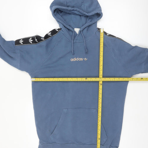 adidas Men's Blue Pullover Hoodie Size M Logo Fleece Sweatshirt