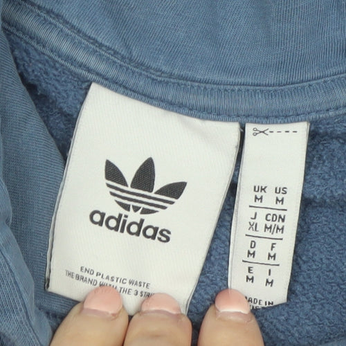 adidas Men's Blue Pullover Hoodie Size M Logo Fleece Sweatshirt