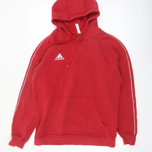 Adidas Men’s Red Pullover Hoodie L Regular Fit Sports Fleece