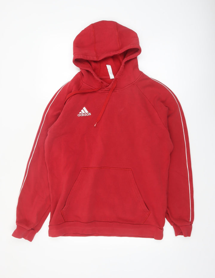 Adidas Men’s Red Pullover Hoodie L Regular Fit Sports Fleece