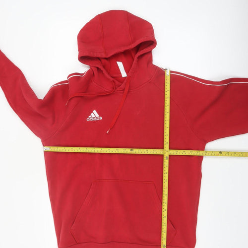 Adidas Men’s Red Pullover Hoodie L Regular Fit Sports Fleece