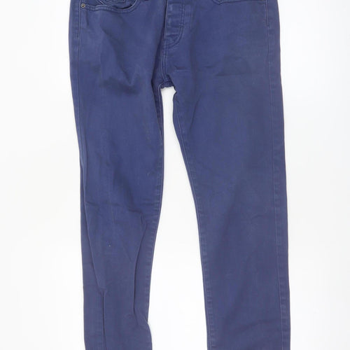 Topman Men's Blue Stretch Skinny Trousers Size 34R