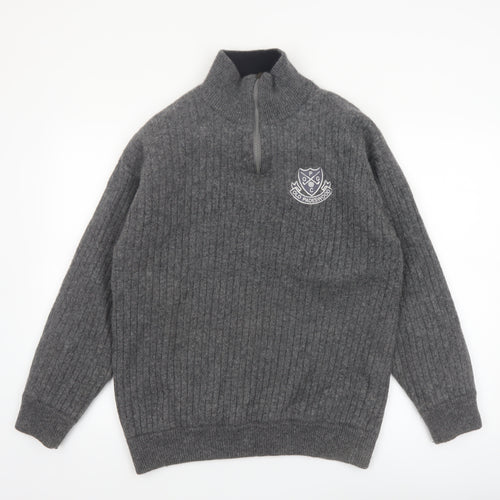Murray Golf Men's Grey Wool 1/2 Zip Jumper L High Neck Warm Pullover
