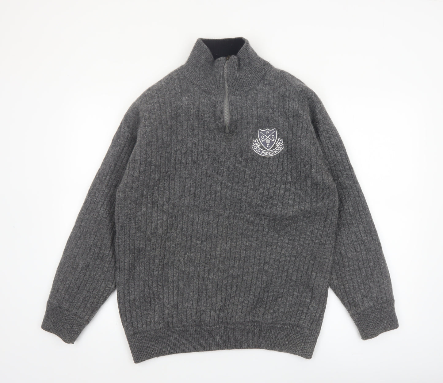 Murray Golf Men's Grey Wool 1/2 Zip Jumper L High Neck Warm Pullover