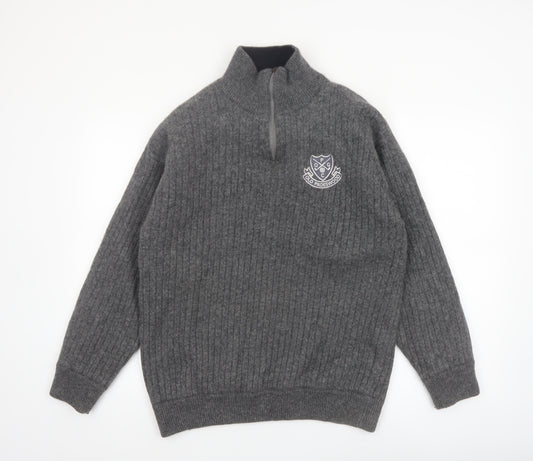 Murray Golf Men's Grey Wool 1/2 Zip Jumper L High Neck Warm Pullover