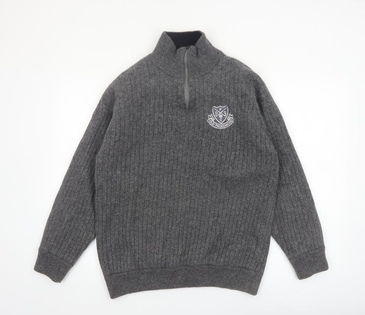 Murray Golf Men's Grey Wool 1/2 Zip Jumper L High Neck Warm Pullover