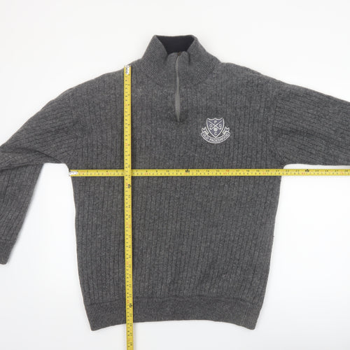 Murray Golf Men's Grey Wool 1/2 Zip Jumper L High Neck Warm Pullover
