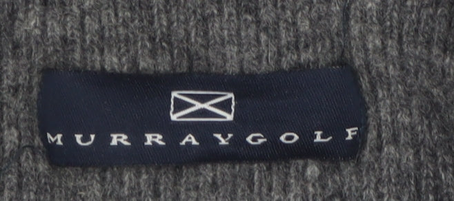 Murray Golf Men's Grey Wool 1/2 Zip Jumper L High Neck Warm Pullover
