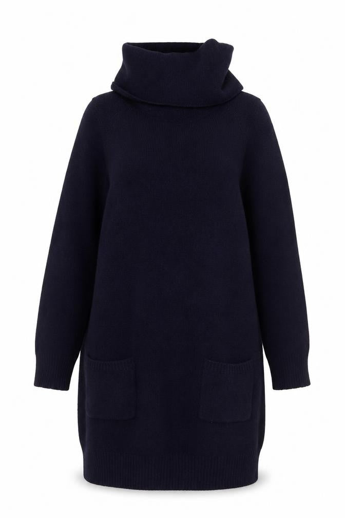 Ken Women’s Black Lambswool Roll Neck Long Sleeve Tunic Jumper S