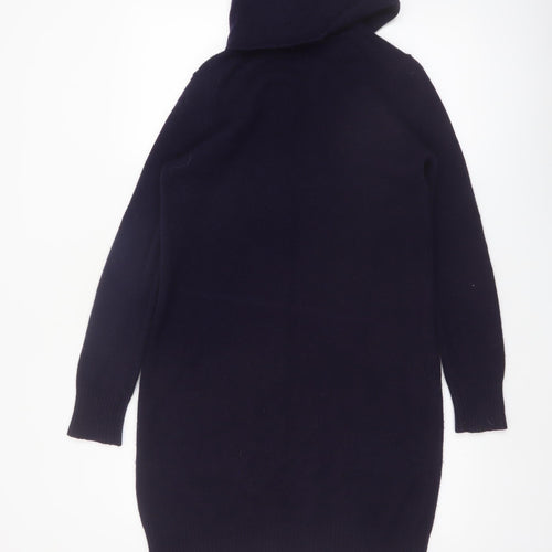 Ken Women’s Black Lambswool Roll Neck Long Sleeve Tunic Jumper S