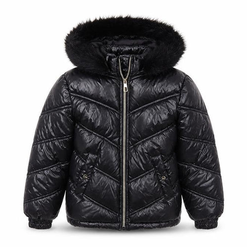 Lipsy London Boys Black Hooded Puffer Jacket 10 Years Faux Fur Trim Winter Coat