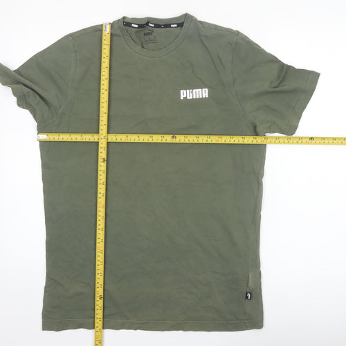 Puma Men's Green Crew Neck Short Sleeve Cotton T-Shirt M