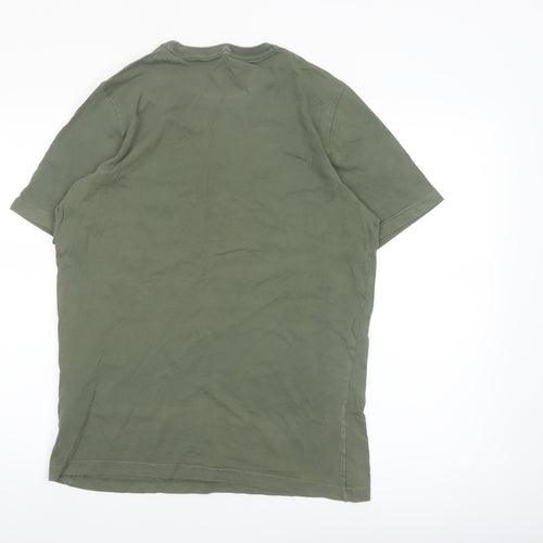 Puma Men's Green Crew Neck Short Sleeve Cotton T-Shirt M