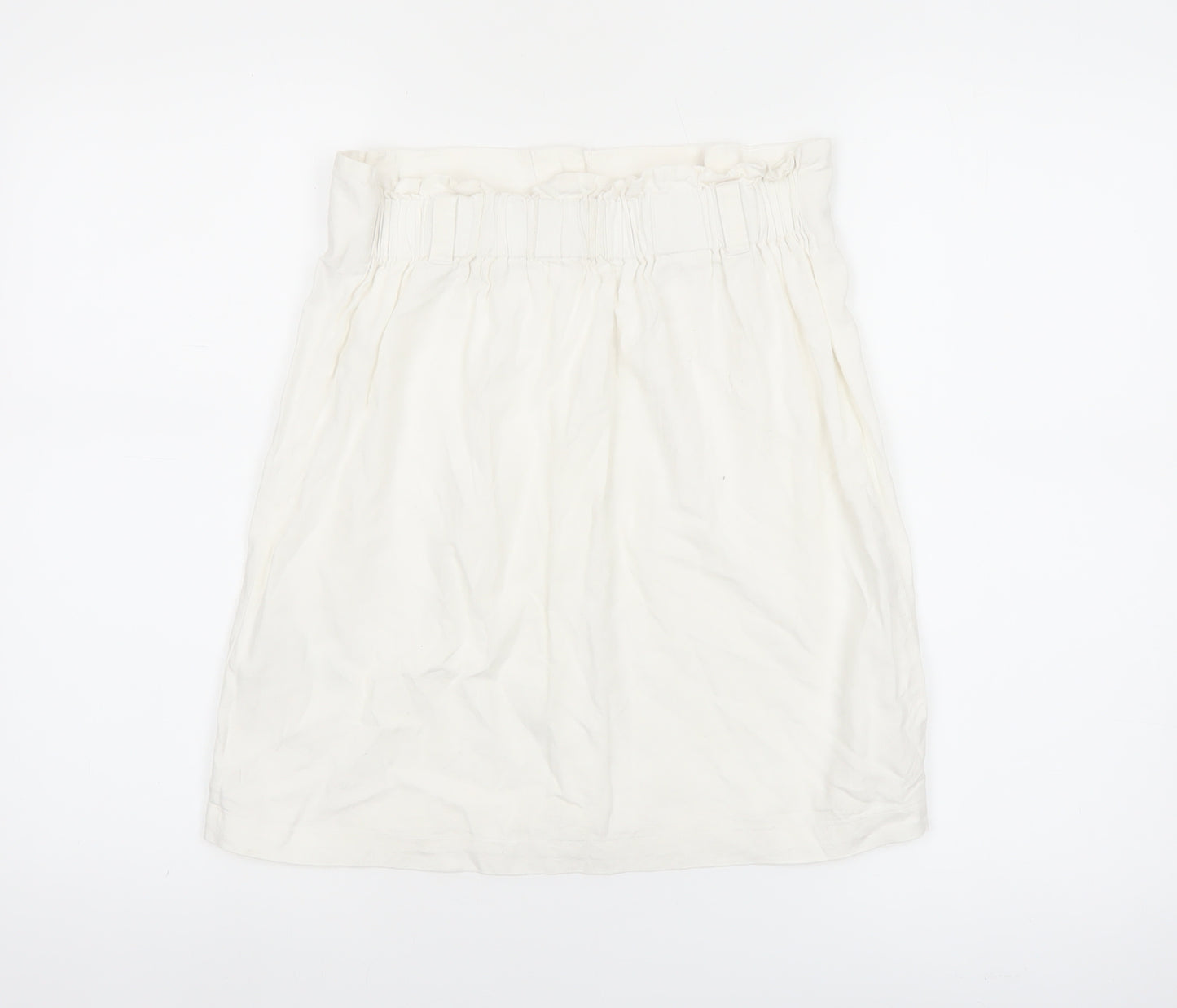 New Look Women's White Linen Blend A-Line Button Front Skirt Size 10