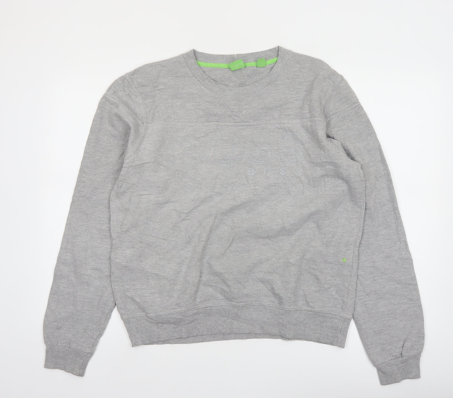 Hugo Boss Men's Grey Crew Neck Logo Sweatshirt Medium