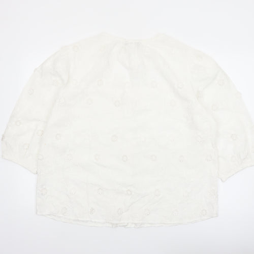 F&F Women’s White Embroidered Cotton Tunic Blouse Size 18