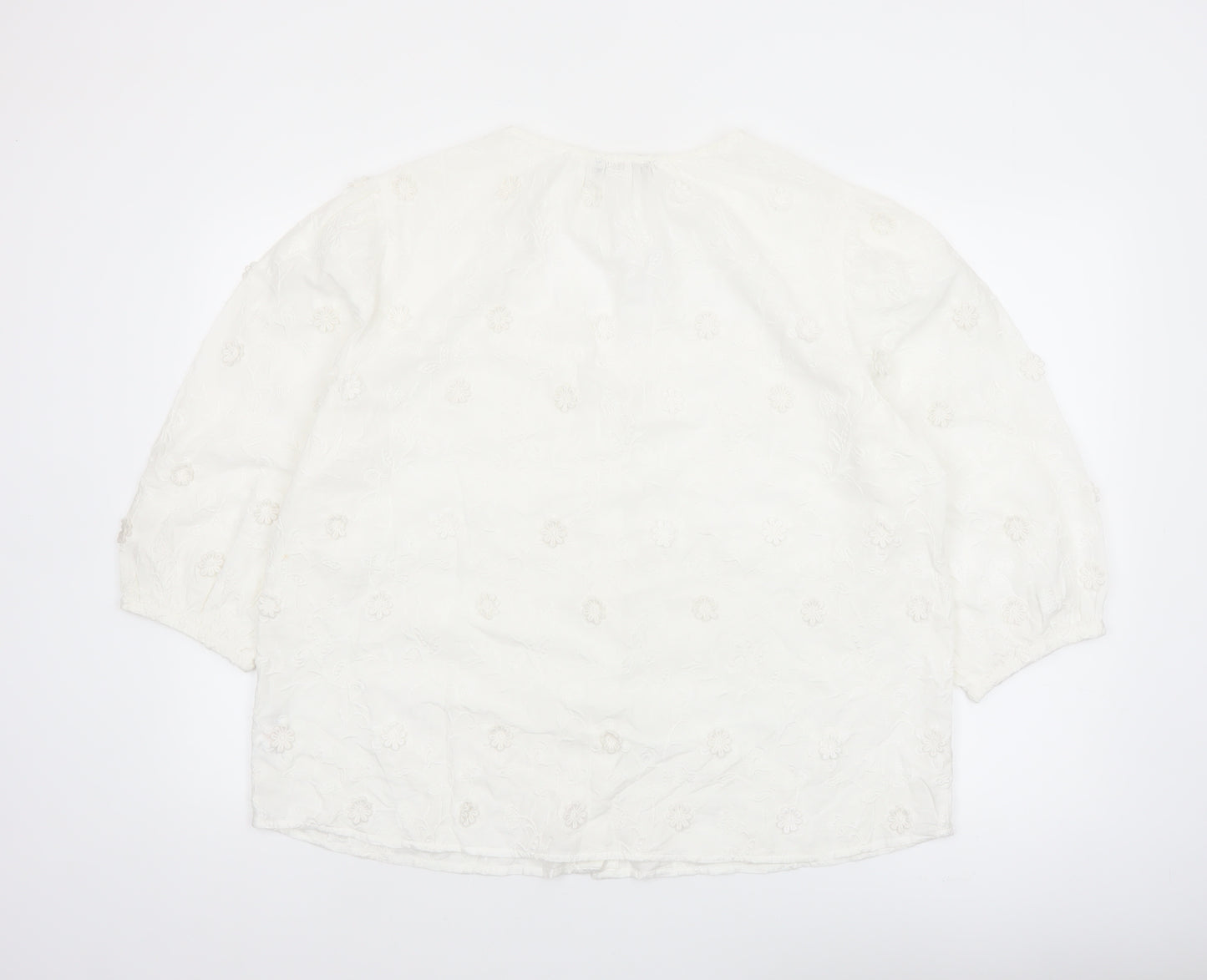 F&F Women’s White Embroidered Cotton Tunic Blouse Size 18