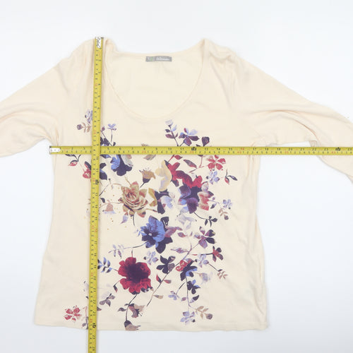 Marks and Spencer Women's Beige Floral 3/4 Sleeve T-Shirt UK 18