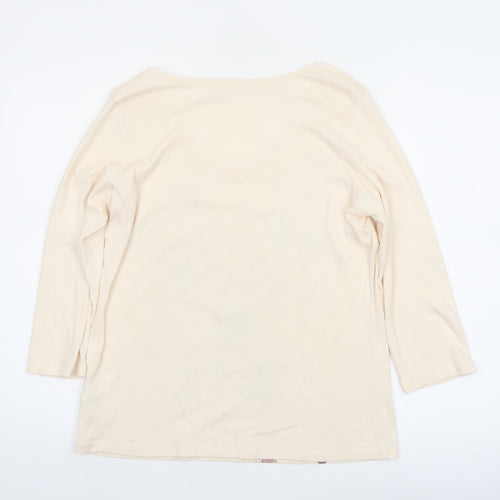 Marks and Spencer Women's Beige Floral 3/4 Sleeve T-Shirt UK 18