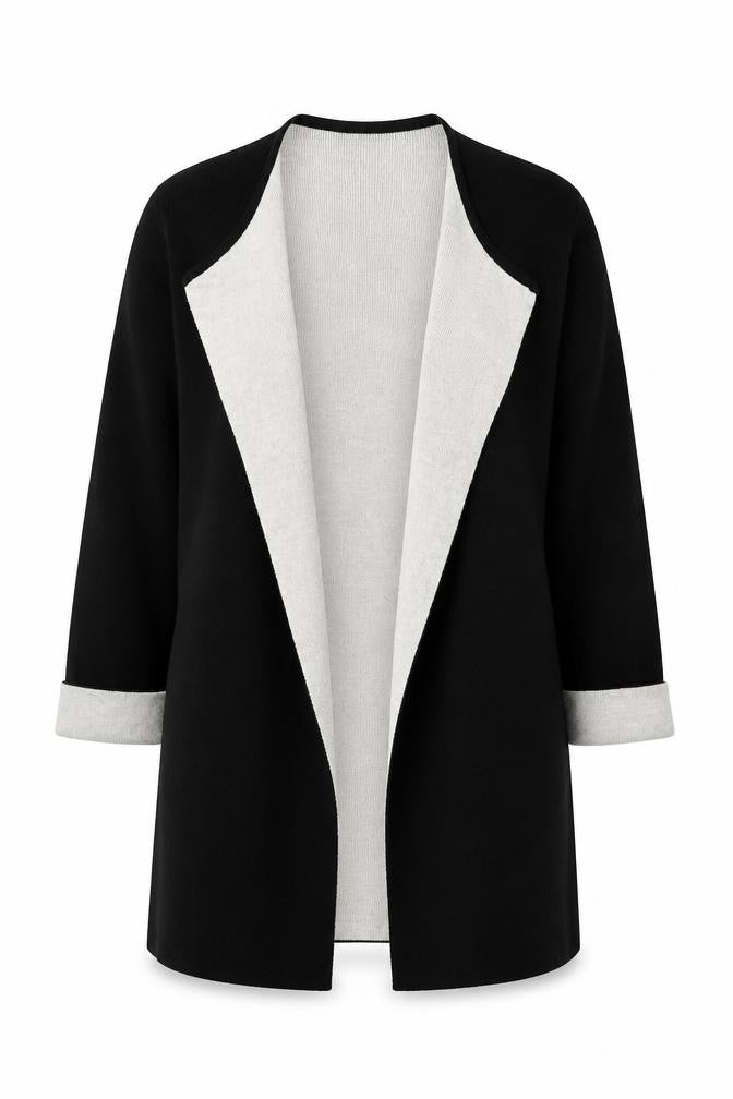 Front view of Wallis Women Black Long Sleeve Open Knit Cardigan L