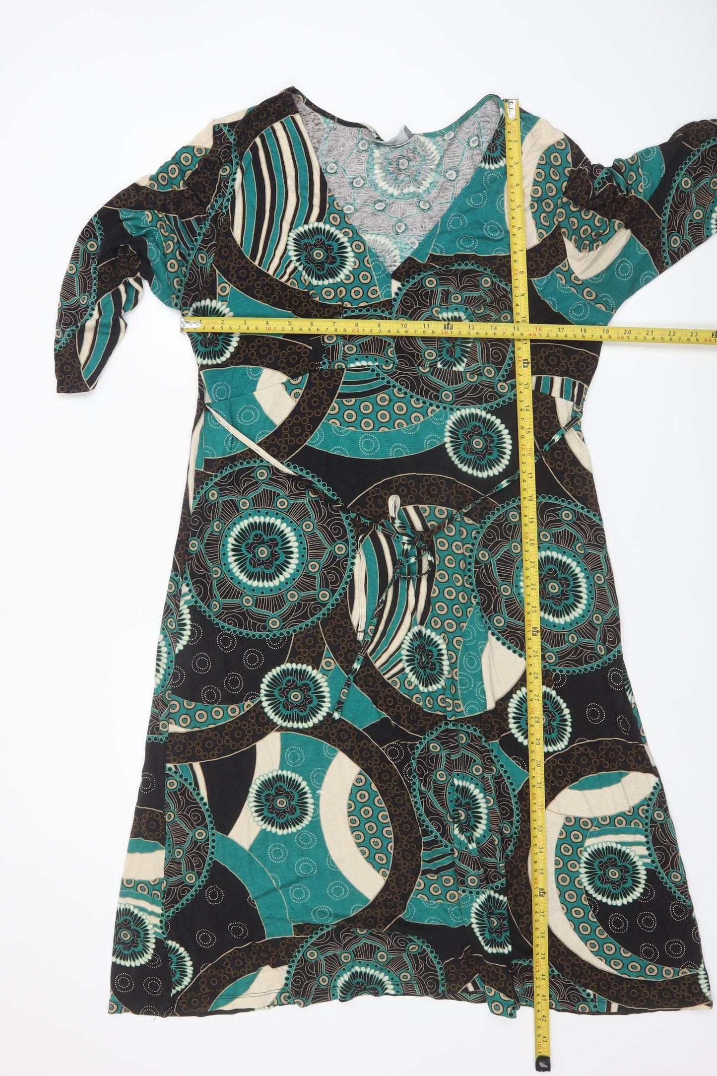 Wallis Women’s Multicoloured Geometric V-Neck A-Line Jersey Dress Size 18