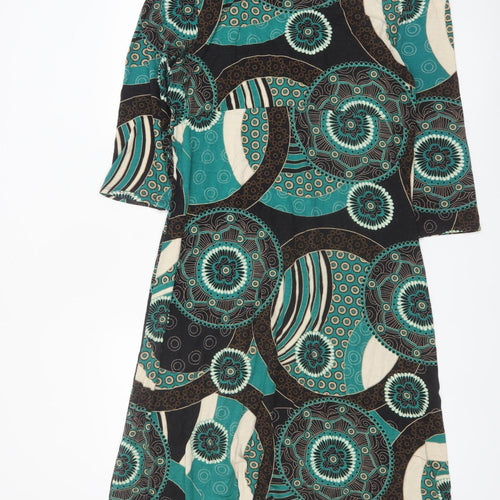 Wallis Women’s Multicoloured Geometric V-Neck A-Line Jersey Dress Size 18