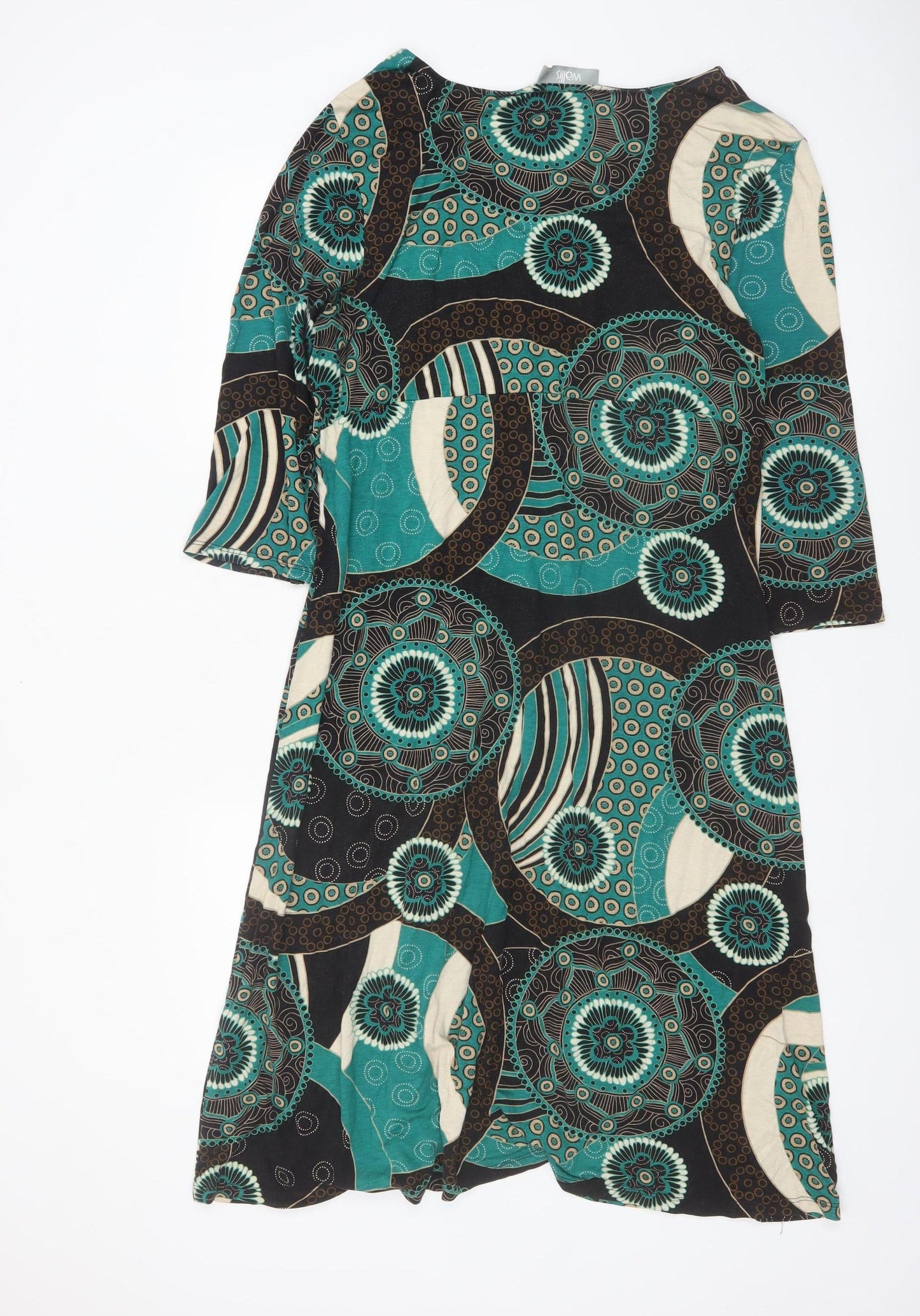 Wallis Women’s Multicoloured Geometric V-Neck A-Line Jersey Dress Size 18