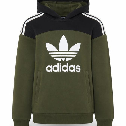 Adidas Boys Green Black Hooded Pullover Sweatshirt Size 11-12 Years