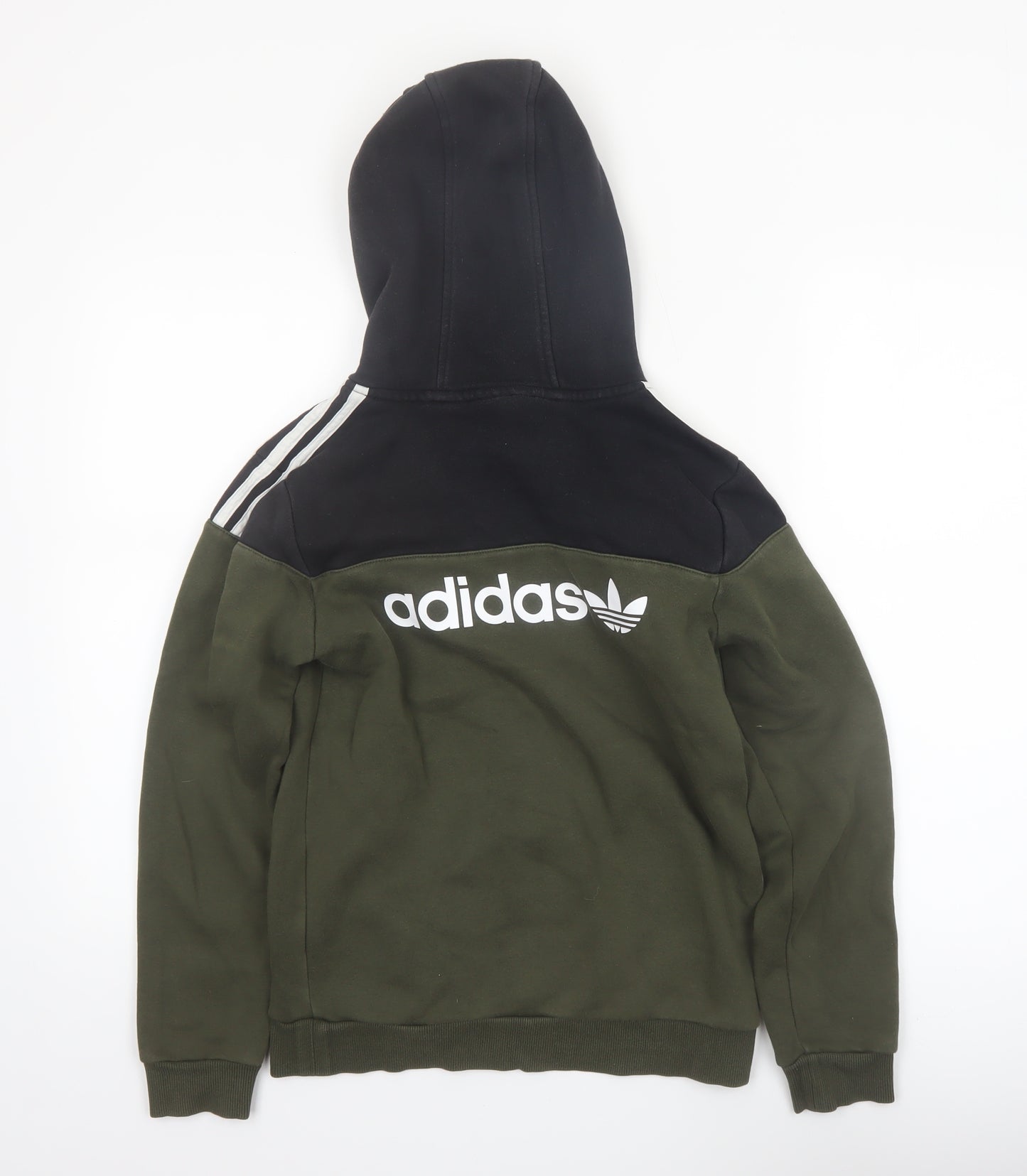 Adidas Boys Green Black Hooded Pullover Sweatshirt Size 11-12 Years