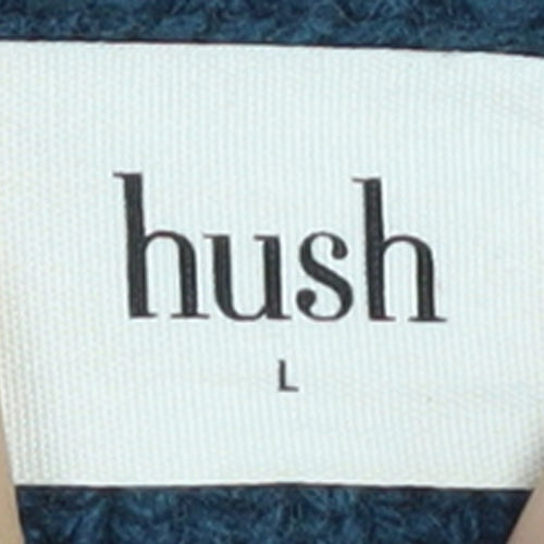 Hush Women’s Blue Ribbed Knit High Neck Pullover Jumper Size L