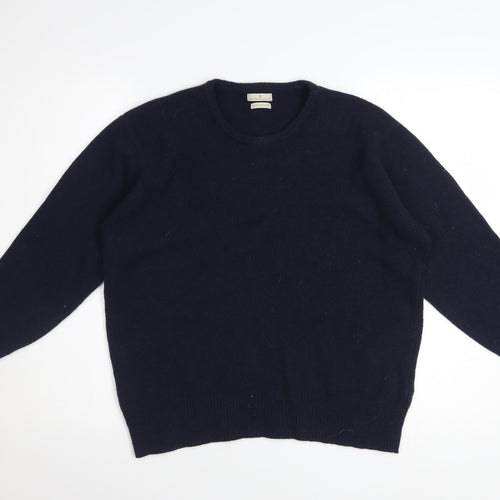 House of Bruar Women's Navy Blue Wool Crew Neck Jumper Size M