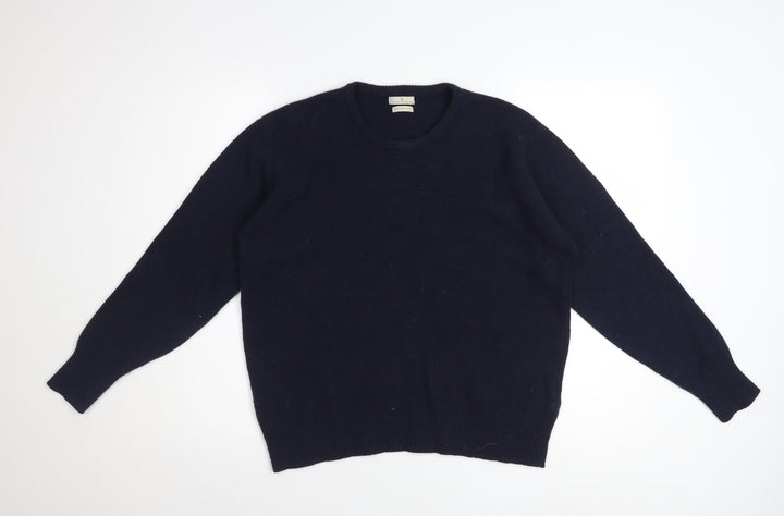 House of Bruar Women's Navy Blue Wool Crew Neck Jumper Size M