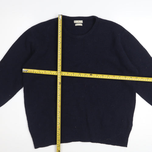 House of Bruar Women's Navy Blue Wool Crew Neck Jumper Size M
