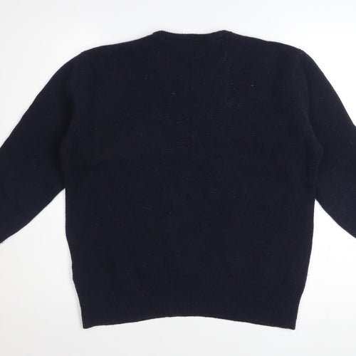 House of Bruar Women's Navy Blue Wool Crew Neck Jumper Size M