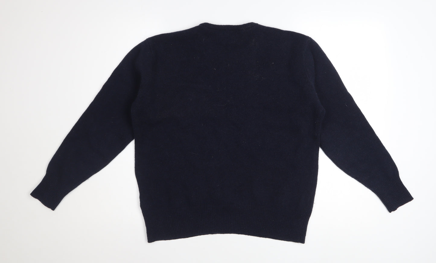 House of Bruar Women's Navy Blue Wool Crew Neck Jumper Size M