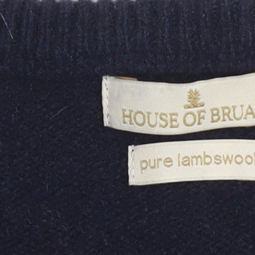 House of Bruar Women's Navy Blue Wool Crew Neck Jumper Size M