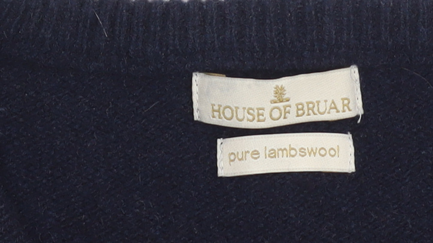 House of Bruar Women's Navy Blue Wool Crew Neck Jumper Size M