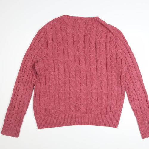 Polo Ralph Lauren Men's Pink Cable-Knit Cotton Jumper Size M