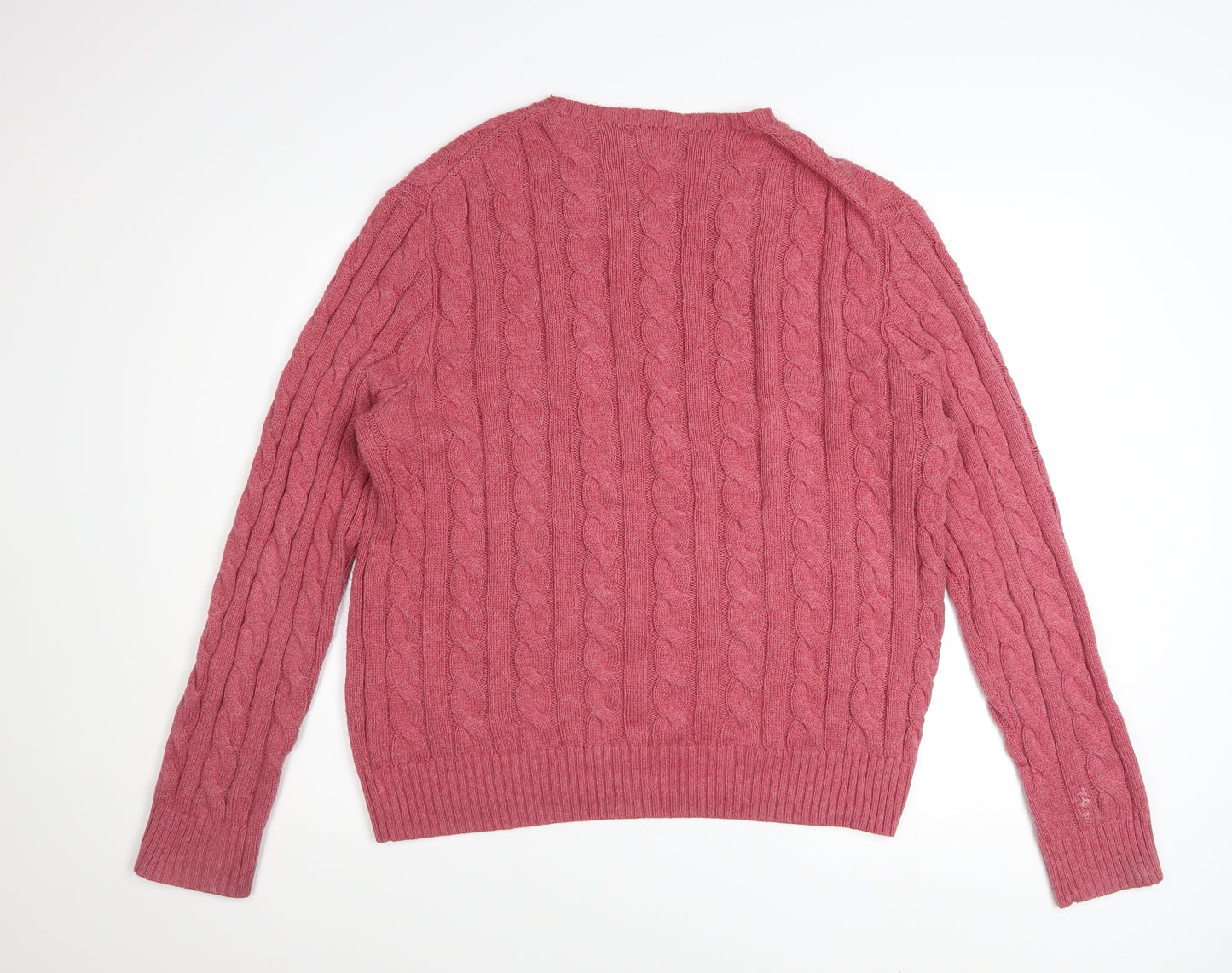 Polo Ralph Lauren Men's Pink Cable-Knit Cotton Jumper Size M
