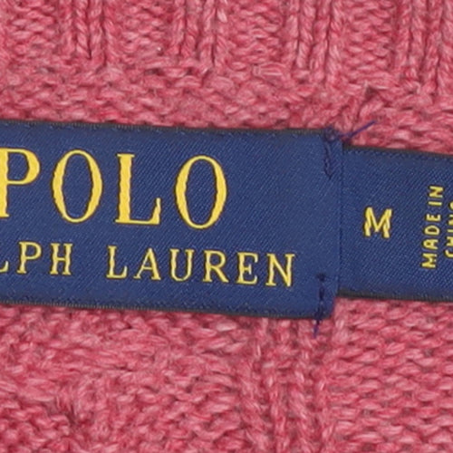 Polo Ralph Lauren Men's Pink Cable-Knit Cotton Jumper Size M