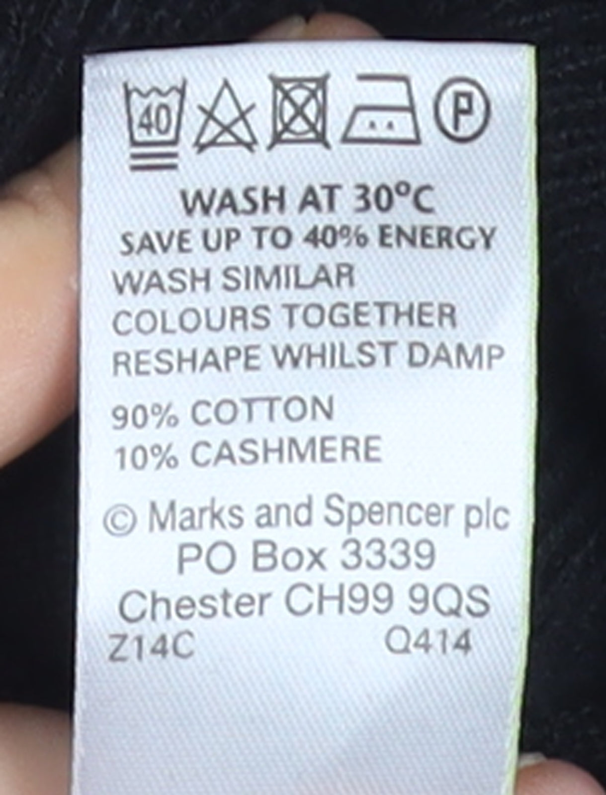 Marks and Spencer Men’s Black Cotton Cashmere Pullover Jumper L