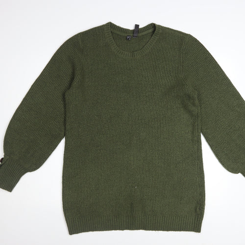 RAINBOW Women’s Green Knit Crew Neck Pullover Jumper Size S