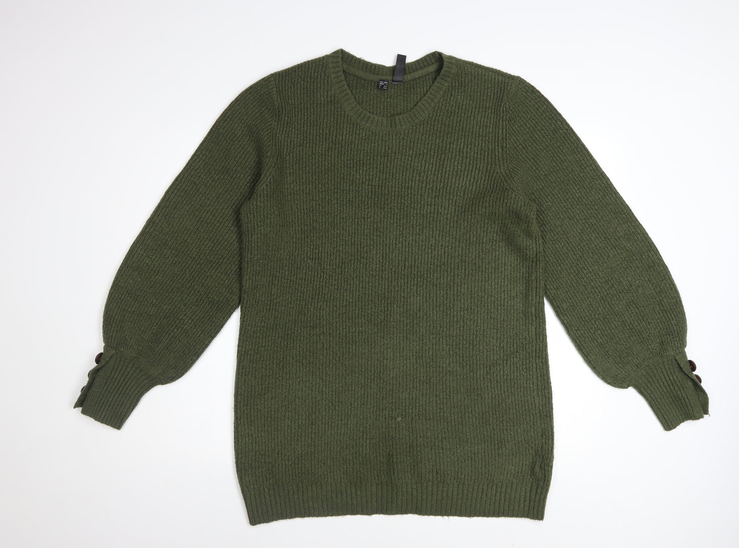 RAINBOW Women’s Green Knit Crew Neck Pullover Jumper Size S